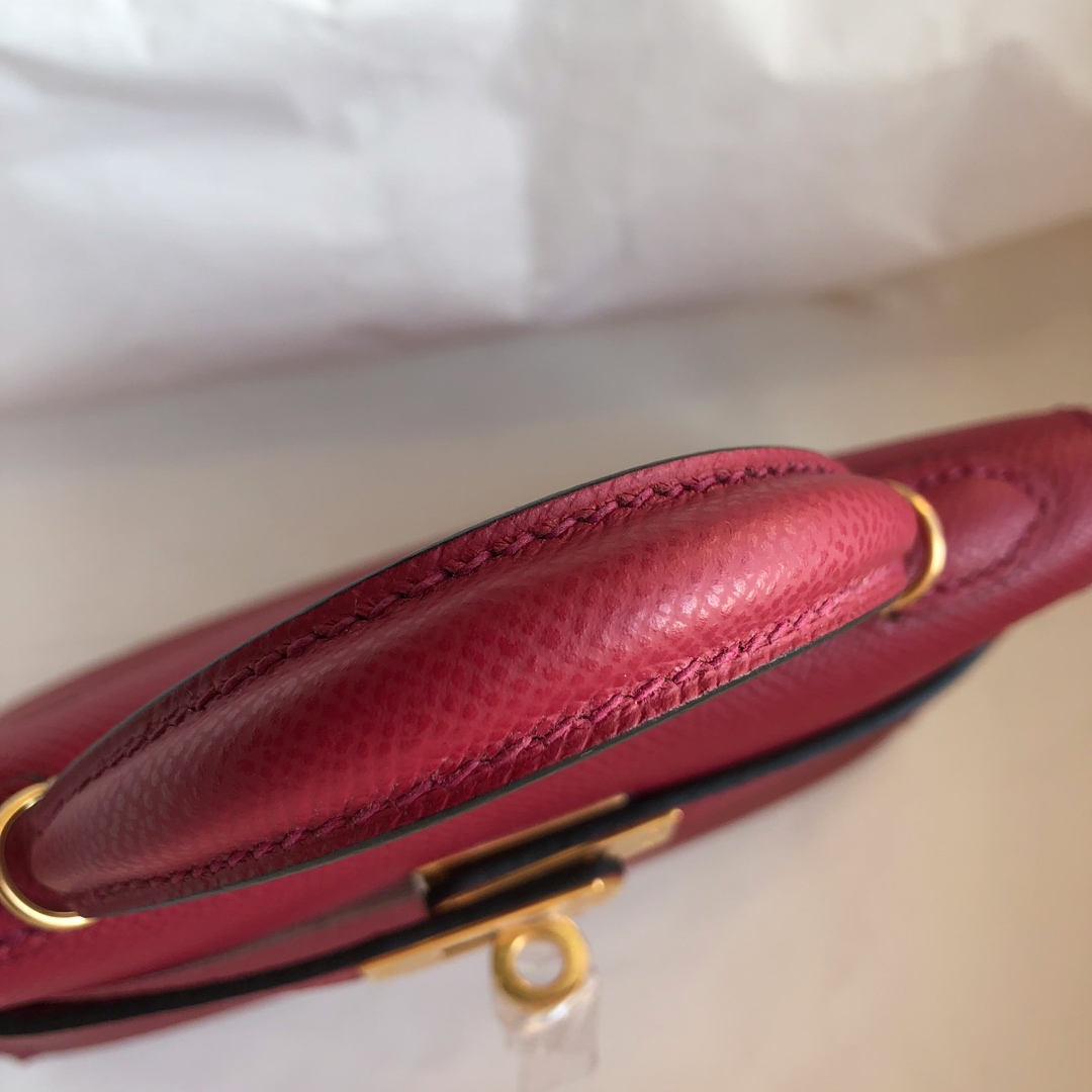 Hermes Kelly Mini II Bag 19CM In Burgundy Epsom Leather